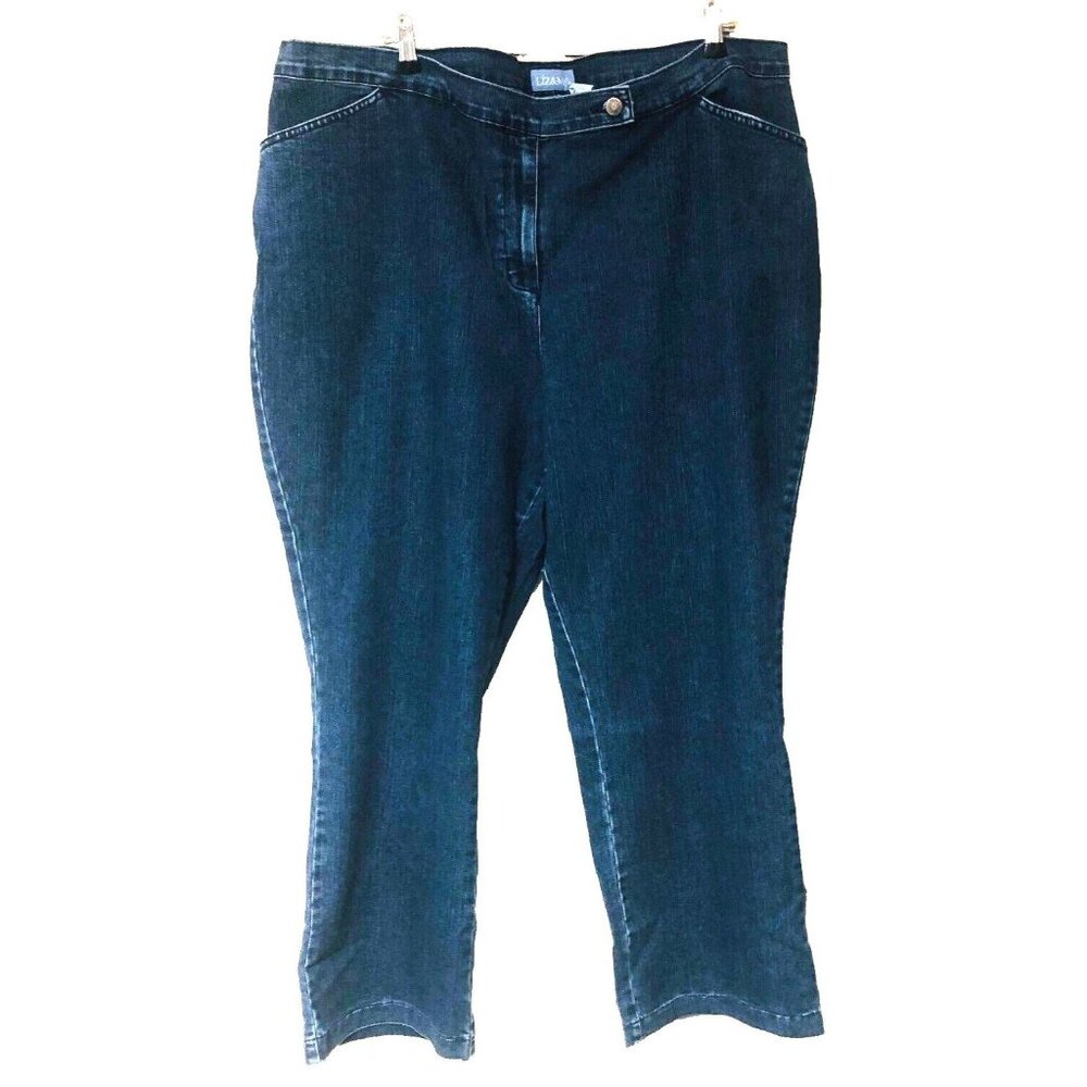 Liz & Me Denim Pants Med Wash High Rise‎ Womens 24W 3X 44 x 29.5 Stretch Casual